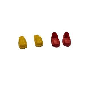 Vintage Marx Sindy Doll Shoes Yellow‎ Slip Ons Clog and Red Heeled (2 Pair)